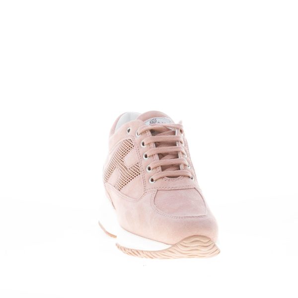HOGAN donna Interactive sneaker in pelle scamosciata ROSA CIPRIA con H di micro strass - immagine 2