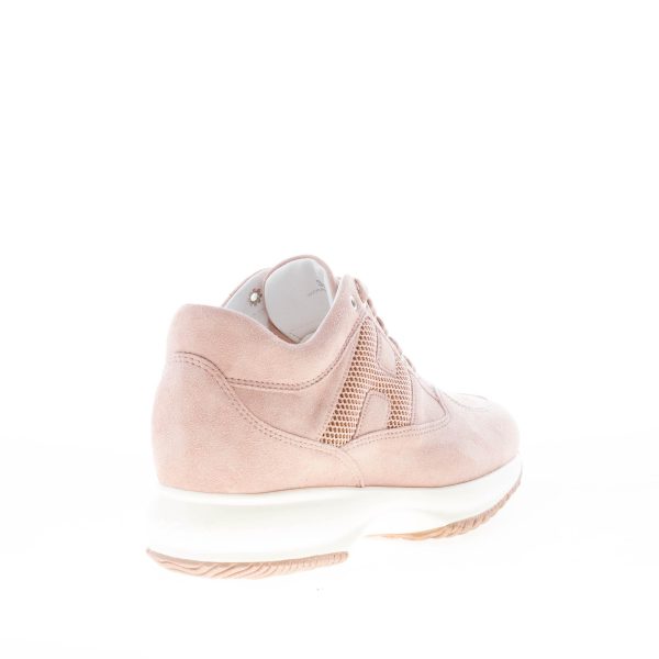 HOGAN donna Interactive sneaker in pelle scamosciata ROSA CIPRIA con H di micro strass - immagine 3