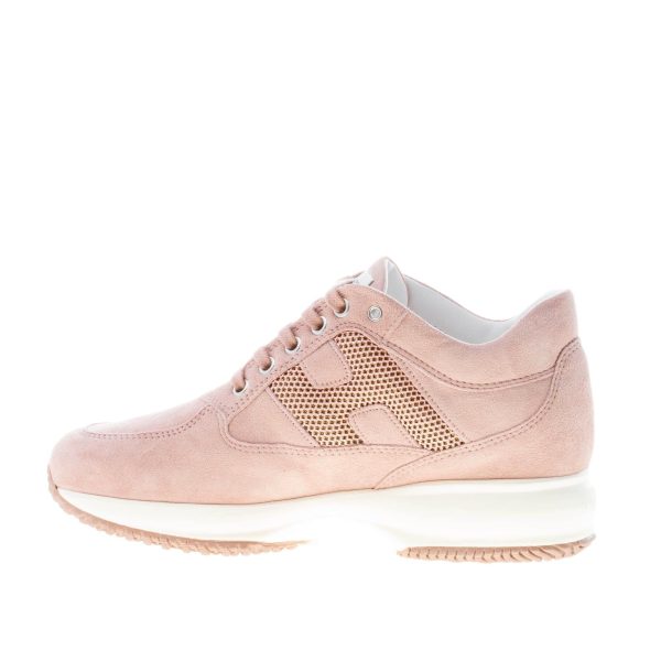 HOGAN donna Interactive sneaker in pelle scamosciata ROSA CIPRIA con H di micro strass - immagine 5
