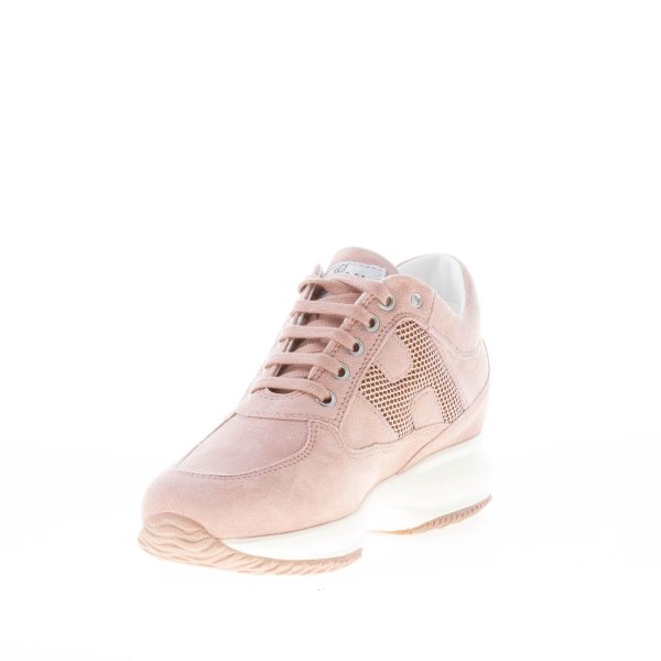 HOGAN donna Interactive sneaker in pelle scamosciata ROSA CIPRIA con H di micro strass - immagine 6