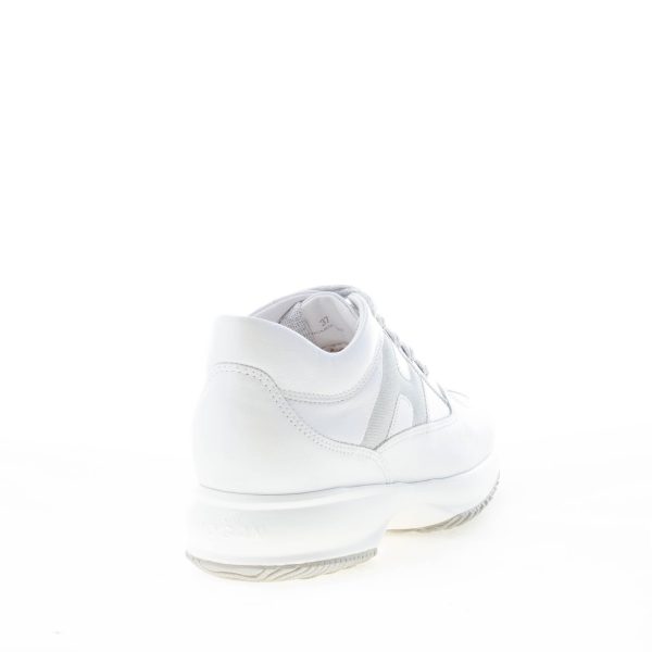 HOGAN donna Interactive sneaker in pelle BIANCO con H di micro glitter argento - immagine 3