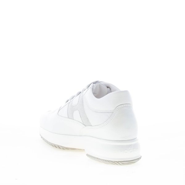 HOGAN donna Interactive sneaker in pelle BIANCO con H di micro glitter argento - immagine 4