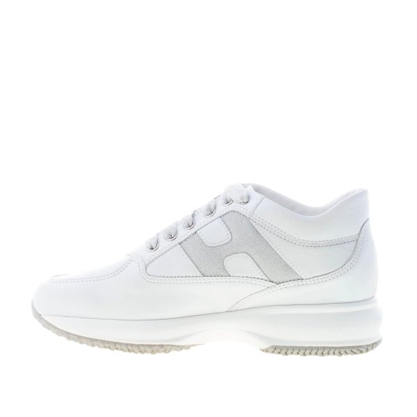 HOGAN donna Interactive sneaker in pelle BIANCO con H di micro glitter argento - immagine 5