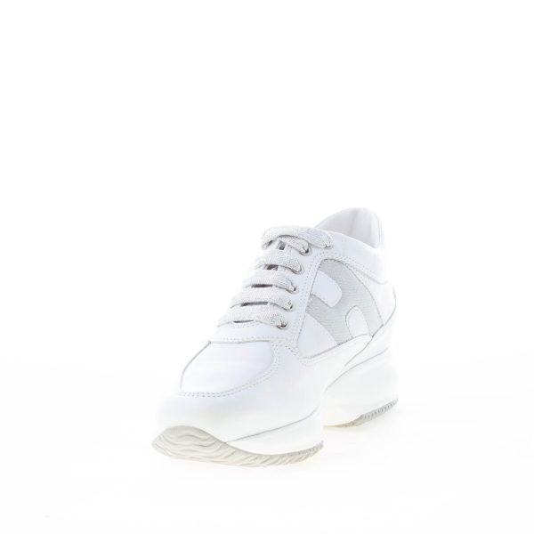 HOGAN donna Interactive sneaker in pelle BIANCO con H di micro glitter argento - immagine 6