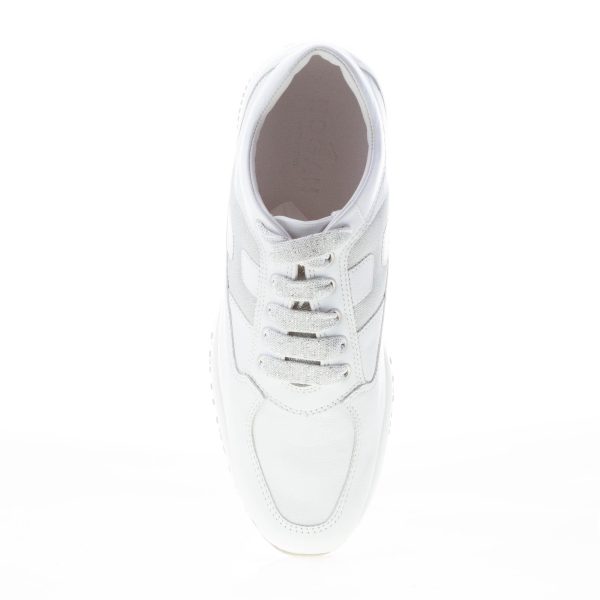 HOGAN donna Interactive sneaker in pelle BIANCO con H di micro glitter argento - immagine 7