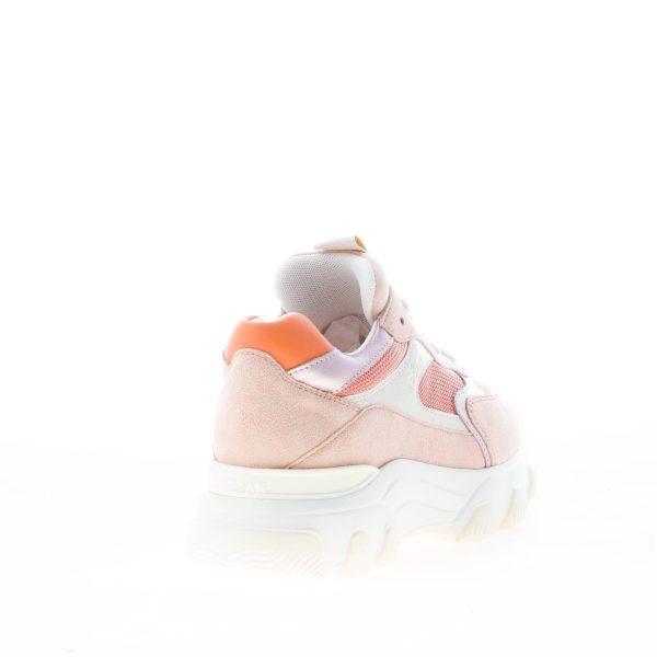 HOGAN donna Hyperactive sneaker in camoscio e tessuto a rete ROSA più bianco e arancione - immagine 3