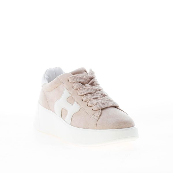 HOGAN donna sneaker Rebel H562 in camoscio BEIGE più bianco - immagine 2
