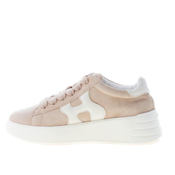 HOGAN donna sneaker Rebel H562 in camoscio BEIGE più bianco - immagine 5