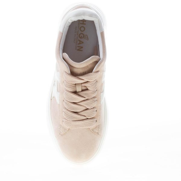 HOGAN donna sneaker Rebel H562 in camoscio BEIGE più bianco - immagine 7
