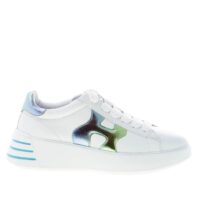 HOGAN donna H564 Rebel sneaker in pelle BIANCO più verde e azzurro
