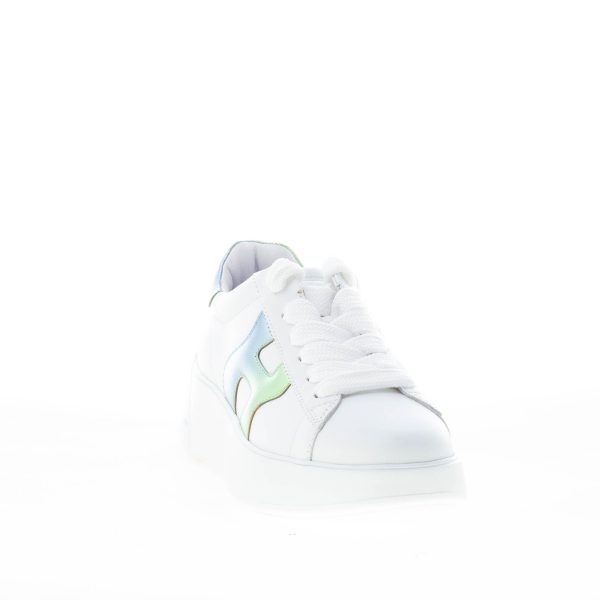 HOGAN donna H564 Rebel sneaker in pelle BIANCO più verde e azzurro - immagine 2
