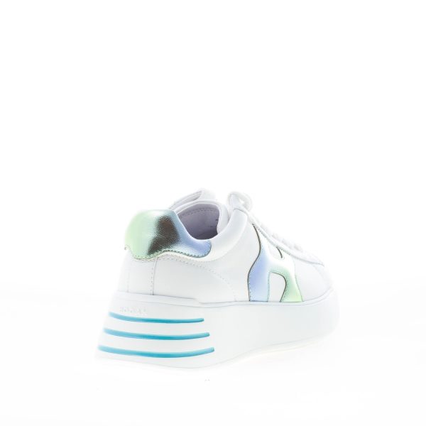 HOGAN donna H564 Rebel sneaker in pelle BIANCO più verde e azzurro - immagine 3