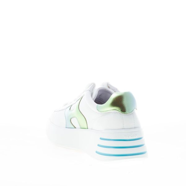 HOGAN donna H564 Rebel sneaker in pelle BIANCO più verde e azzurro - immagine 4