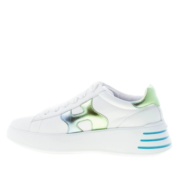HOGAN donna H564 Rebel sneaker in pelle BIANCO più verde e azzurro - immagine 5