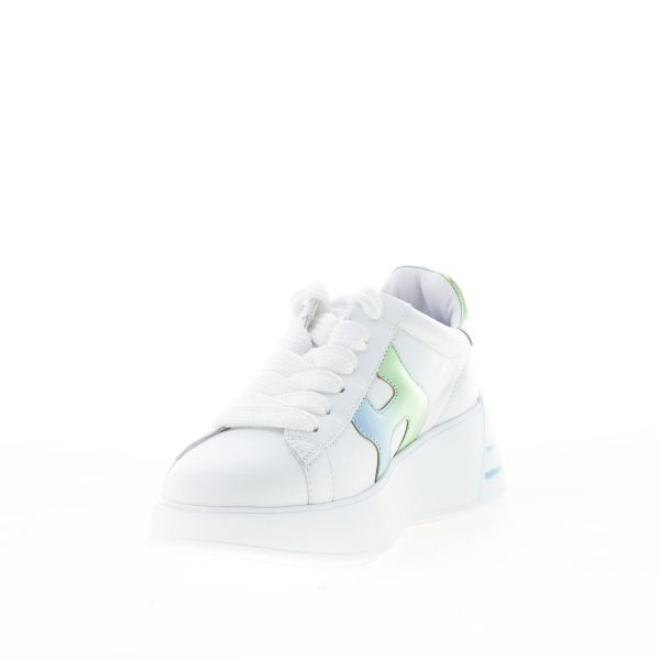HOGAN donna H564 Rebel sneaker in pelle BIANCO più verde e azzurro - immagine 6