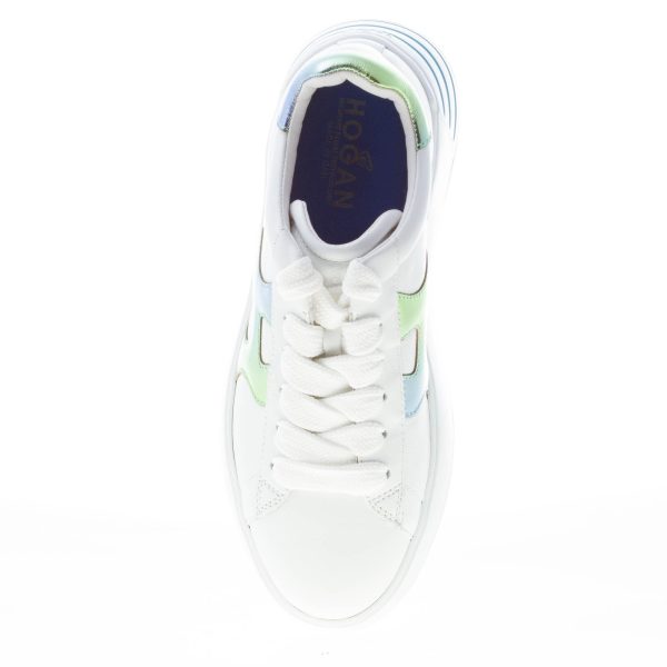 HOGAN donna H564 Rebel sneaker in pelle BIANCO più verde e azzurro - immagine 7
