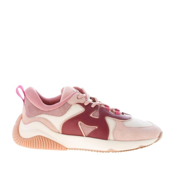 HOGAN donna sneaker H597 in camoscio e tessuto a rete ROSA e avana