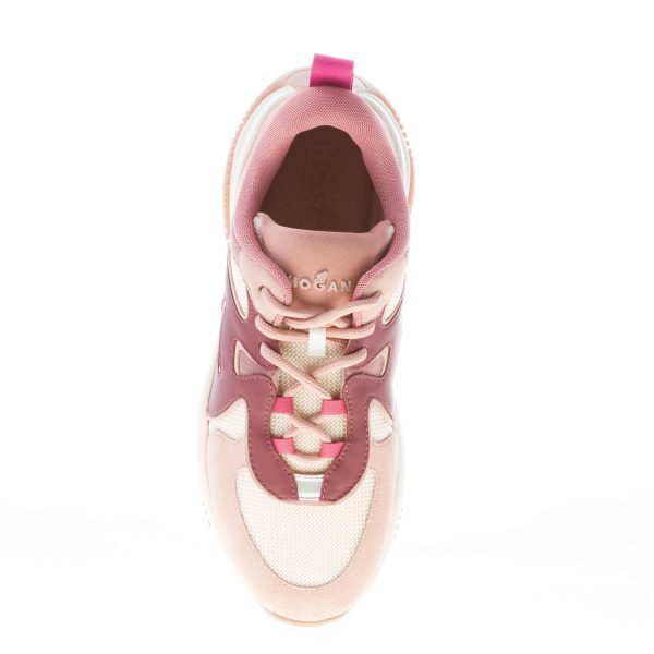 HOGAN donna sneaker H597 in camoscio e tessuto a rete ROSA e avana - immagine 7