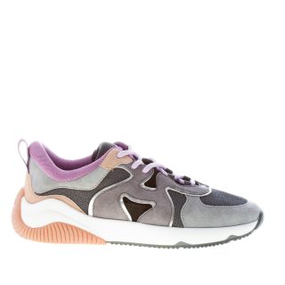 HOGAN donna sneaker H597 in camoscio e tessuto a rete GRIGIO e lilla