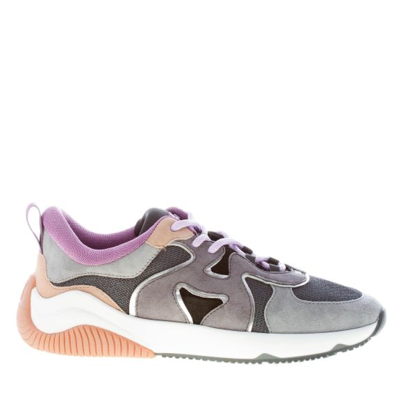 HOGAN donna sneaker H597 in camoscio e tessuto a rete GRIGIO e lilla