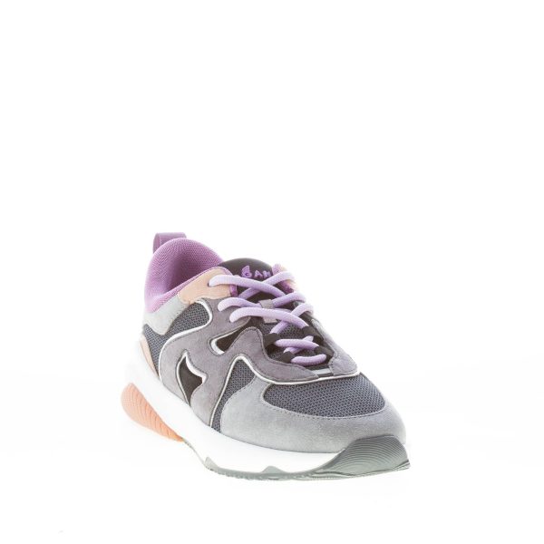 HOGAN donna sneaker H597 in camoscio e tessuto a rete GRIGIO e lilla - immagine 2