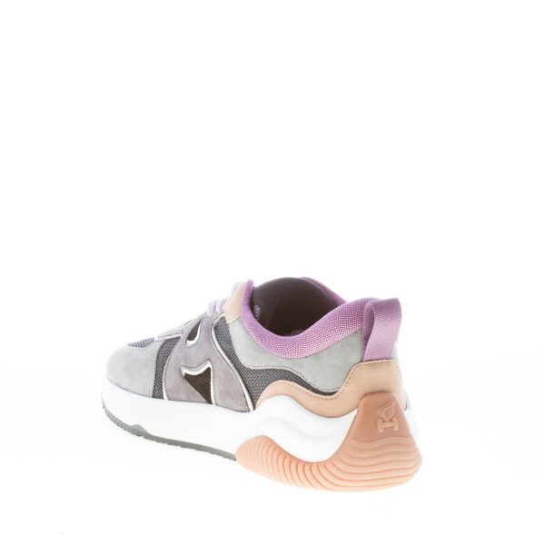 HOGAN donna sneaker H597 in camoscio e tessuto a rete GRIGIO e lilla - immagine 4