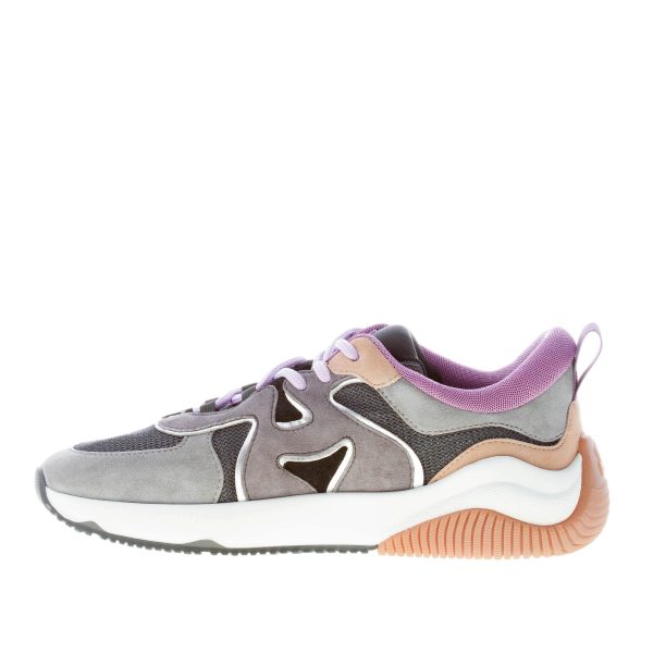 HOGAN donna sneaker H597 in camoscio e tessuto a rete GRIGIO e lilla - immagine 5