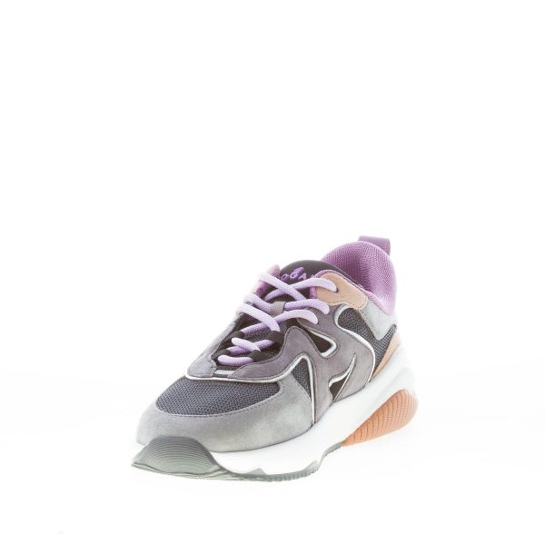 HOGAN donna sneaker H597 in camoscio e tessuto a rete GRIGIO e lilla - immagine 6