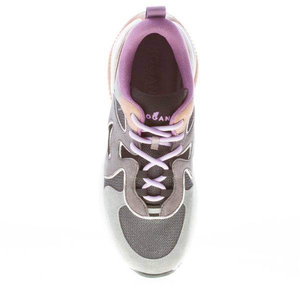 HOGAN donna sneaker H597 in camoscio e tessuto a rete GRIGIO e lilla - immagine 7