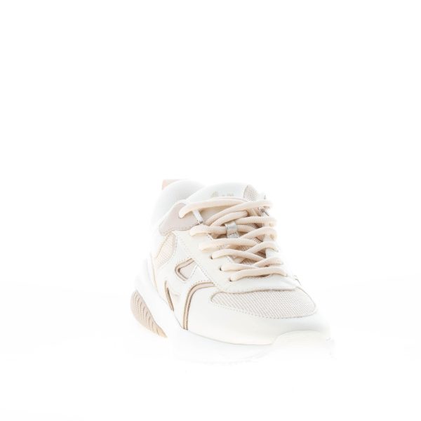 HOGAN donna sneaker H597 in pelle e tessuto lurex AVORIO e ORO - immagine 2