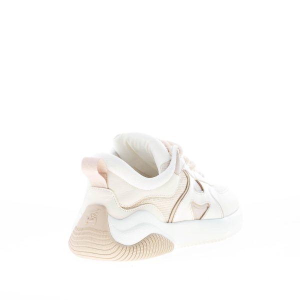 HOGAN donna sneaker H597 in pelle e tessuto lurex AVORIO e ORO - immagine 3