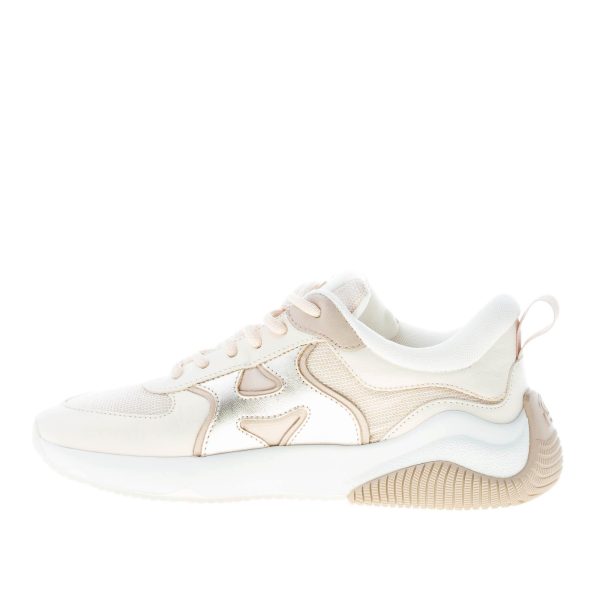 HOGAN donna sneaker H597 in pelle e tessuto lurex AVORIO e ORO - immagine 5