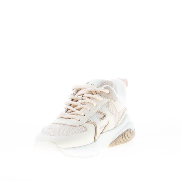 HOGAN donna sneaker H597 in pelle e tessuto lurex AVORIO e ORO - immagine 6