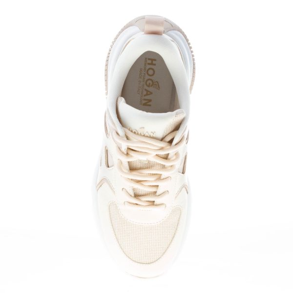 HOGAN donna sneaker H597 in pelle e tessuto lurex AVORIO e ORO - immagine 7