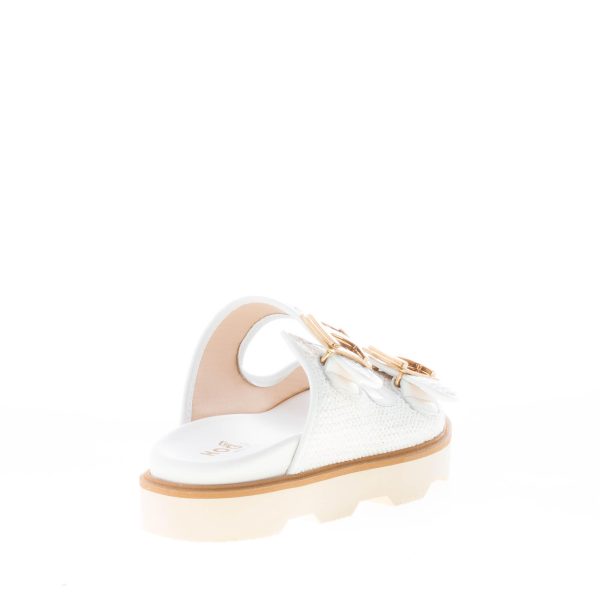 HOGAN donna sandalo ciabatta H620 in rafia BIANCO con accessorio H oro - immagine 3
