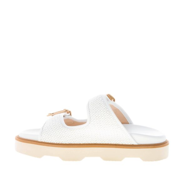 HOGAN donna sandalo ciabatta H620 in rafia BIANCO con accessorio H oro - immagine 5