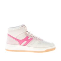 HOGAN donna H630 sneaker alta in pelle e camoscio BIANCO e rosa