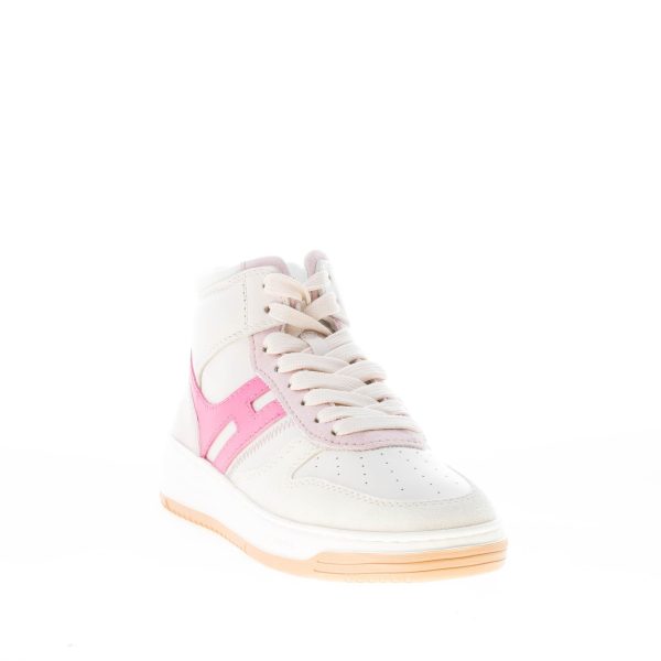 HOGAN donna H630 sneaker alta in pelle e camoscio BIANCO e rosa - immagine 2