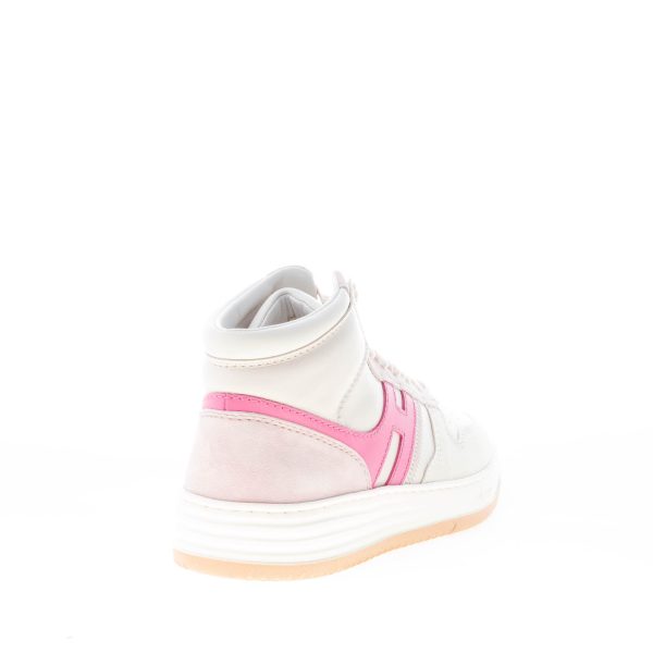 HOGAN donna H630 sneaker alta in pelle e camoscio BIANCO e rosa - immagine 3