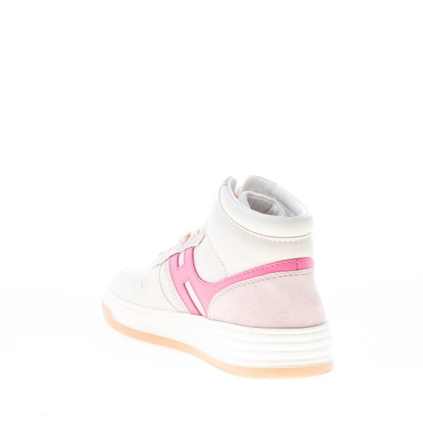 HOGAN donna H630 sneaker alta in pelle e camoscio BIANCO e rosa - immagine 4