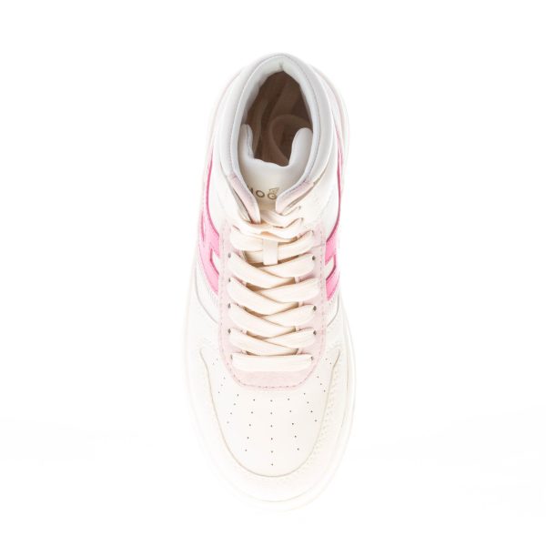 HOGAN donna H630 sneaker alta in pelle e camoscio BIANCO e rosa - immagine 6
