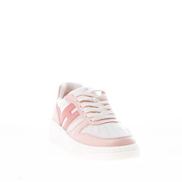 HOGAN donna sneaker H630 Basket in pelle BIANCO e ROSA - immagine 2