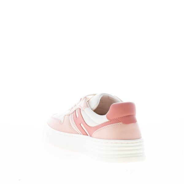 HOGAN donna sneaker H630 Basket in pelle BIANCO e ROSA - immagine 4