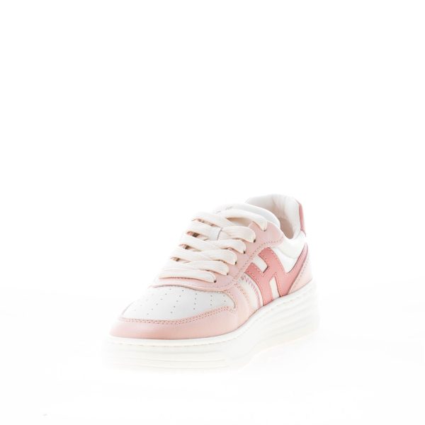 HOGAN donna sneaker H630 Basket in pelle BIANCO e ROSA - immagine 6