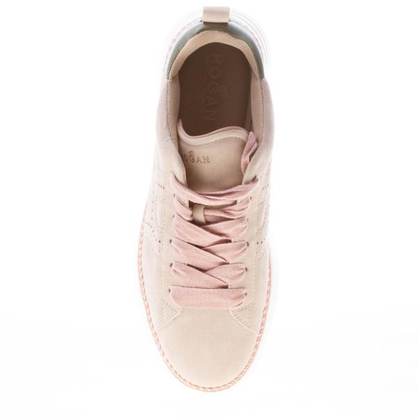 HOGAN donna Rebel sneaker in camoscio BEIGE più rosa - immagine 7