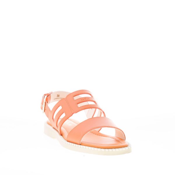 HOGAN donna H638 sandalo con fascia intagliata H in pelle ARANCIONE. Zeppa di 2 cm - immagine 2