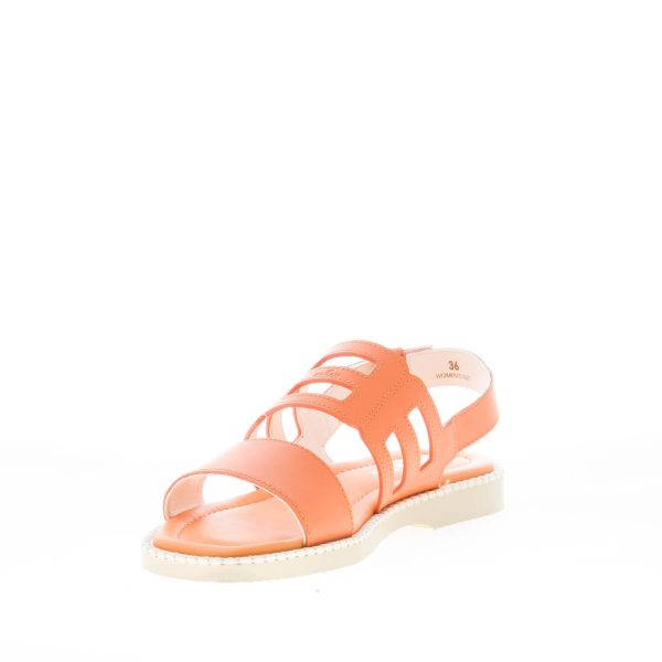 HOGAN donna H638 sandalo con fascia intagliata H in pelle ARANCIONE. Zeppa di 2 cm - immagine 6