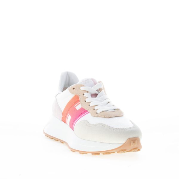 HOGAN donna sneaker H641 in camoscio e tessuto BEIGE BIANCO ROSA - immagine 2