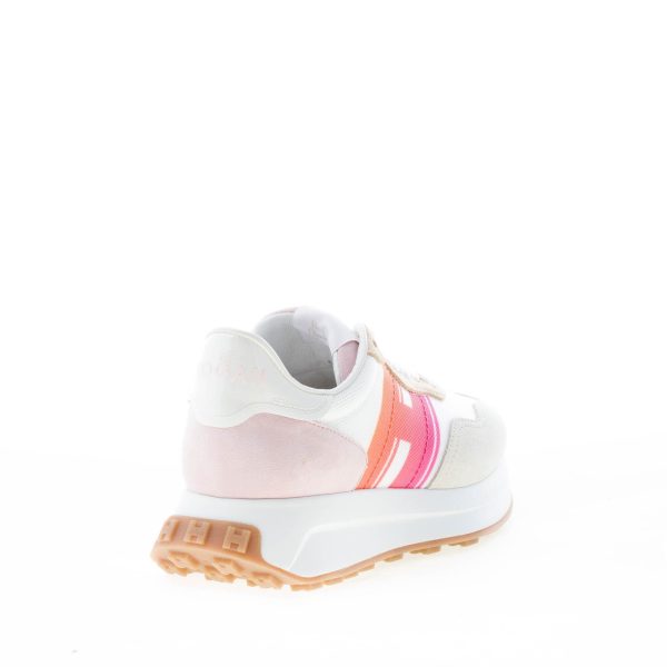 HOGAN donna sneaker H641 in camoscio e tessuto BEIGE BIANCO ROSA - immagine 3