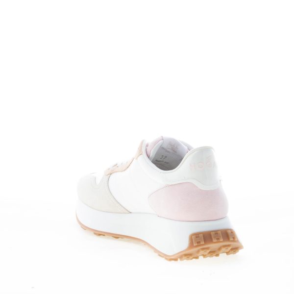 HOGAN donna sneaker H641 in camoscio e tessuto BEIGE BIANCO ROSA - immagine 4